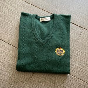 Burberrys Men’s V-Neck Sweater - Dark Green